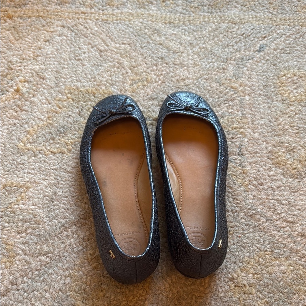 Tory Burch Black Textured Flats